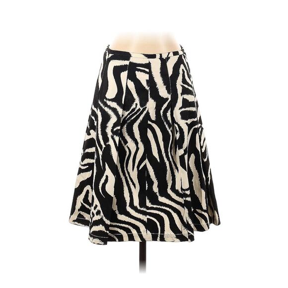 St John Sport Black White Zebra Print Cotton Blend Midi Skirt 2 - Picture 1 of 3